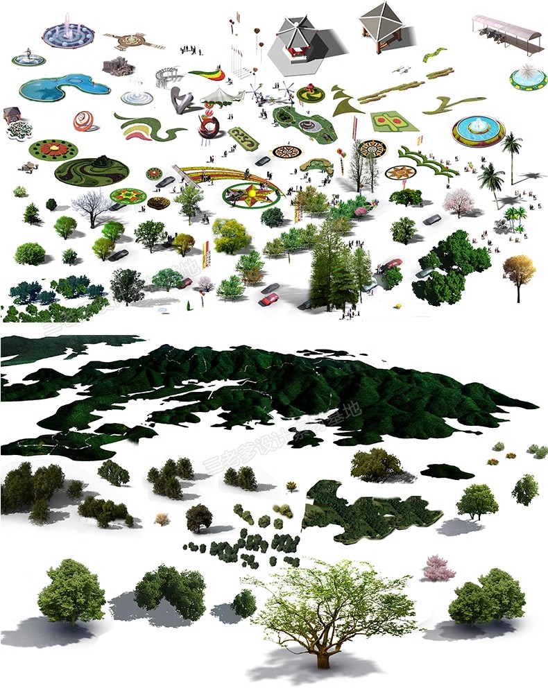 图片[35]-鸟瞰植物PSD分层素材合集景观园林建筑设计后期效果图树木ps花草-大怪兽分享
