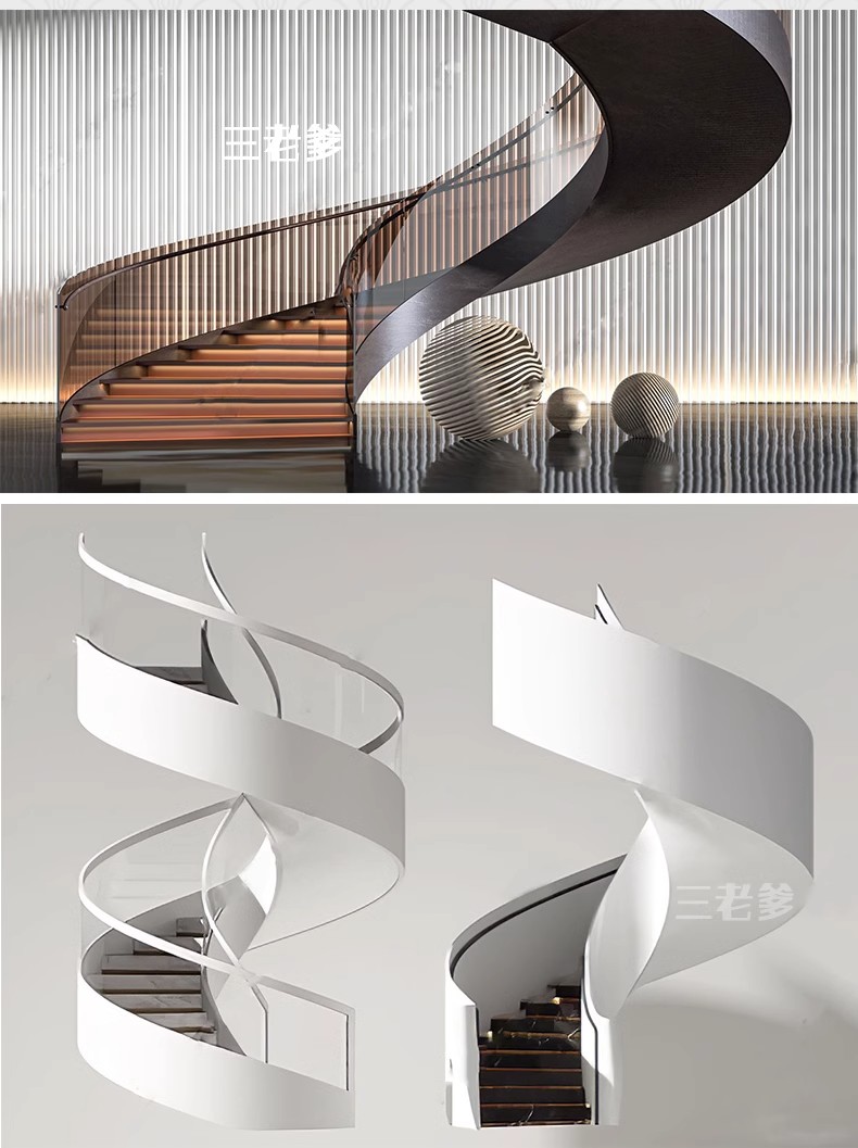 图片[26]-旋转楼梯SU模型库室内铁艺楼梯中式欧式现代螺旋扶梯扶手草图大师-大怪兽分享