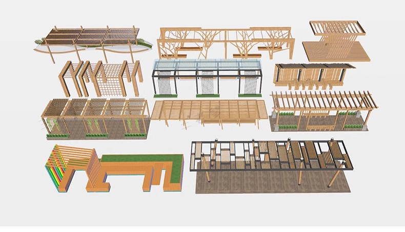 图片[34]-庭院防腐 木 花架休闲葡萄架长廊公园户外景观廊架su模型草图大师-大怪兽分享