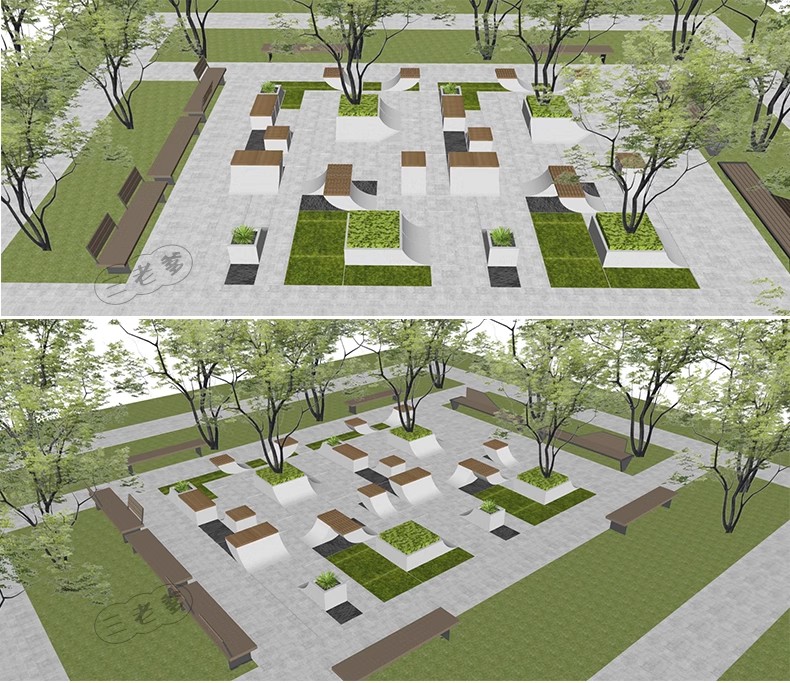 图片[36]-现代商业街广场景观座椅SU模型积木趣味种植树池坐凳小品草图大师-大怪兽分享