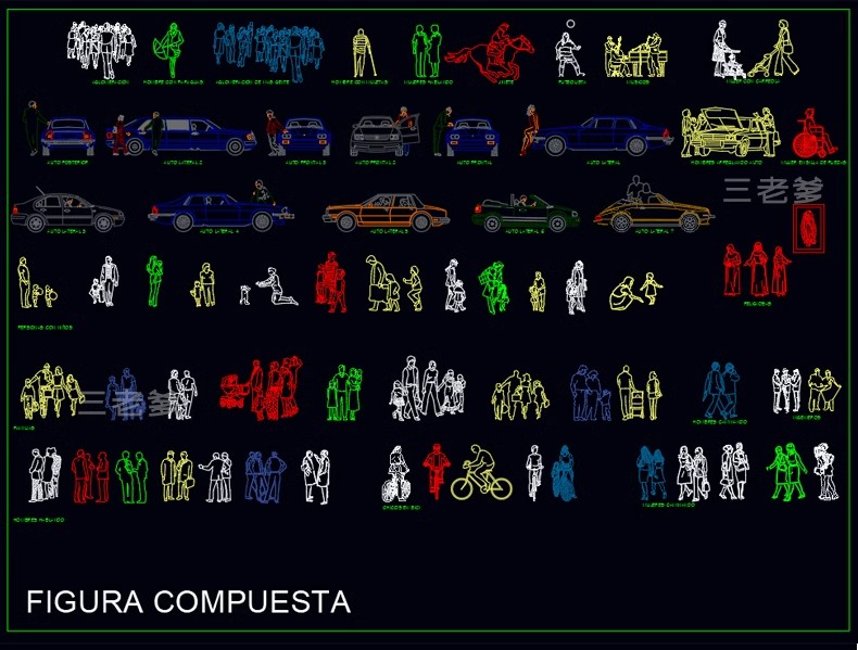图片[37]-园林景观设计CAD植物图块人物平面立面铺装拼花施工图库图例素材-大怪兽分享