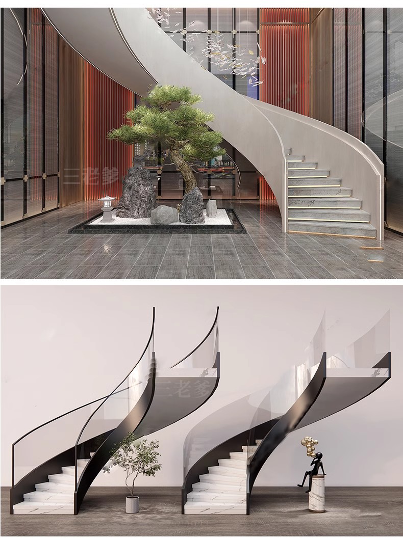 图片[28]-旋转楼梯SU模型库室内铁艺楼梯中式欧式现代螺旋扶梯扶手草图大师-大怪兽分享