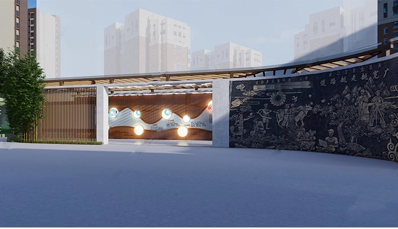 图片[37]-240套，2025新中式学校公园广场艺术文化长廊廊架宣传栏草图大师SU模型库-大怪兽分享