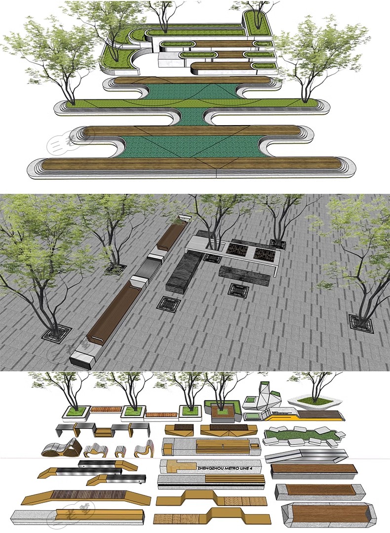 图片[39]-现代商业街广场景观座椅SU模型积木趣味种植树池坐凳小品草图大师-大怪兽分享