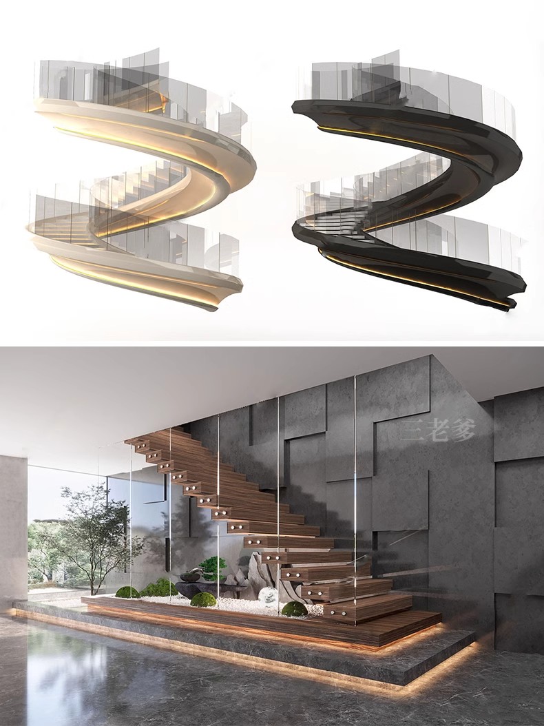 图片[30]-旋转楼梯SU模型库室内铁艺楼梯中式欧式现代螺旋扶梯扶手草图大师-大怪兽分享