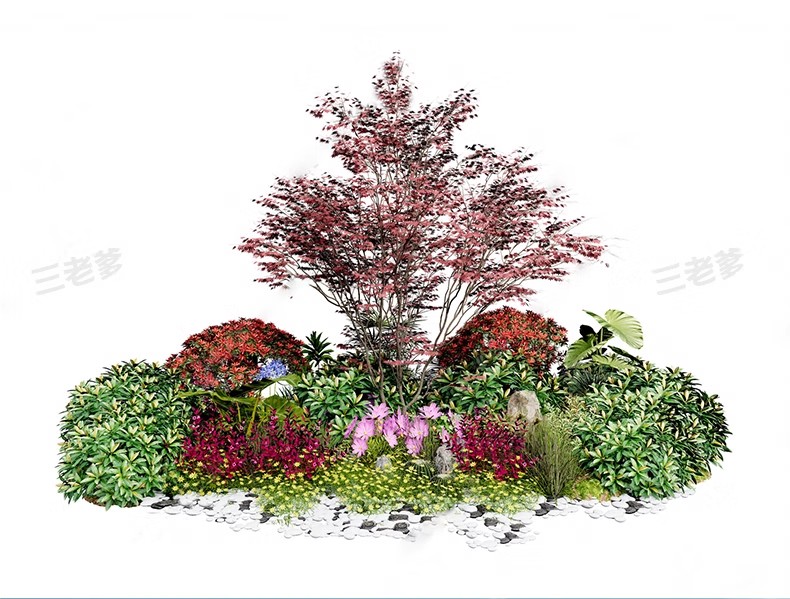 图片[31]-园林景观花镜花境植物配置地被花丛花草花卉草花组团搭配su模型库-大怪兽分享