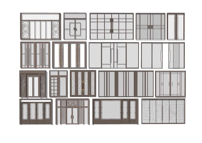 图片[22]-现代玻璃入口大门SU模型商业玻璃门推拉门平开门sketchup草图大师-大怪兽分享
