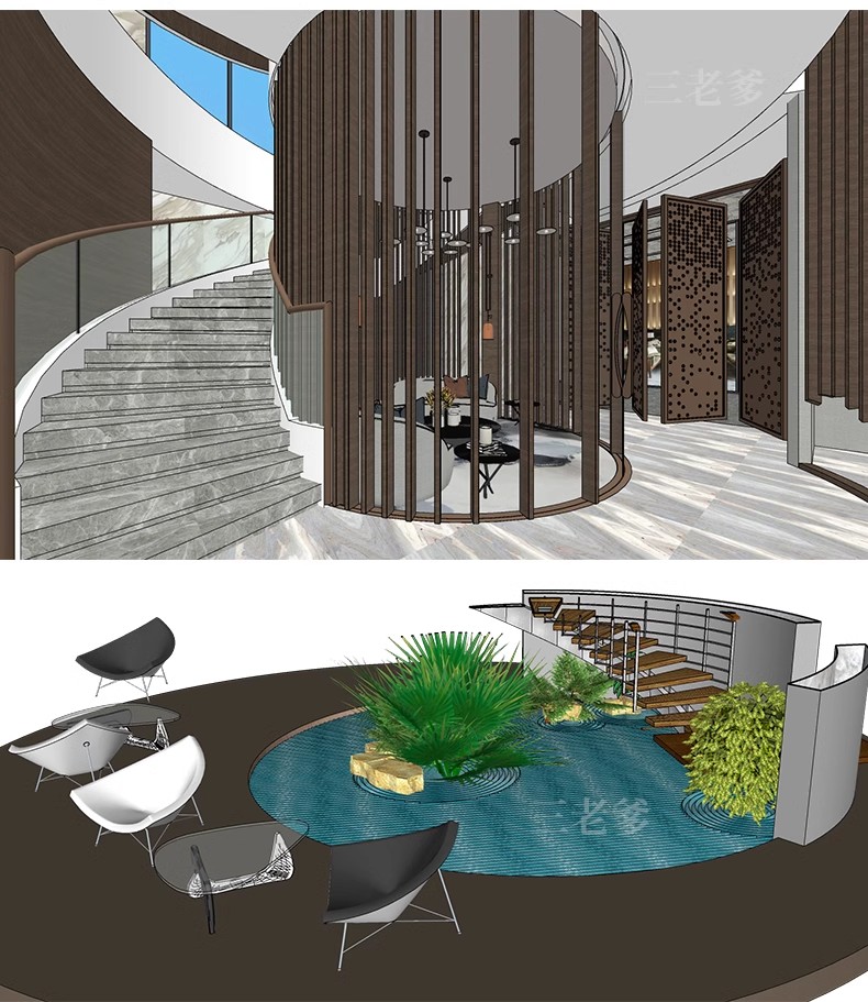 图片[33]-旋转楼梯SU模型库室内铁艺楼梯中式欧式现代螺旋扶梯扶手草图大师-大怪兽分享