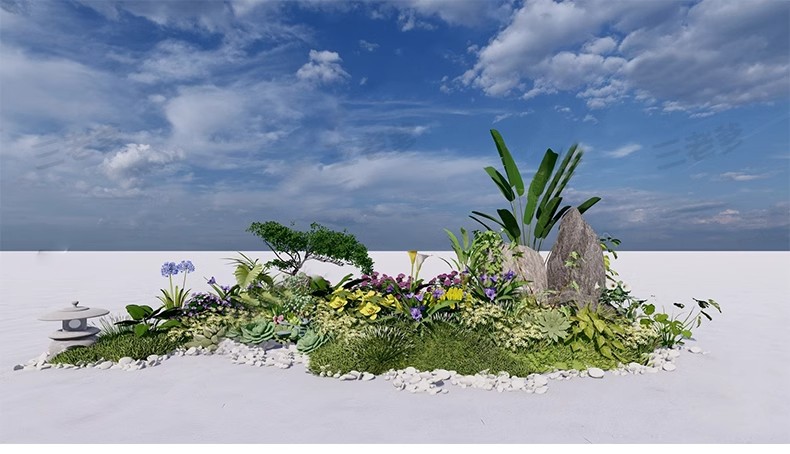 图片[33]-园林景观花镜花境植物配置地被花丛花草花卉草花组团搭配su模型库-大怪兽分享