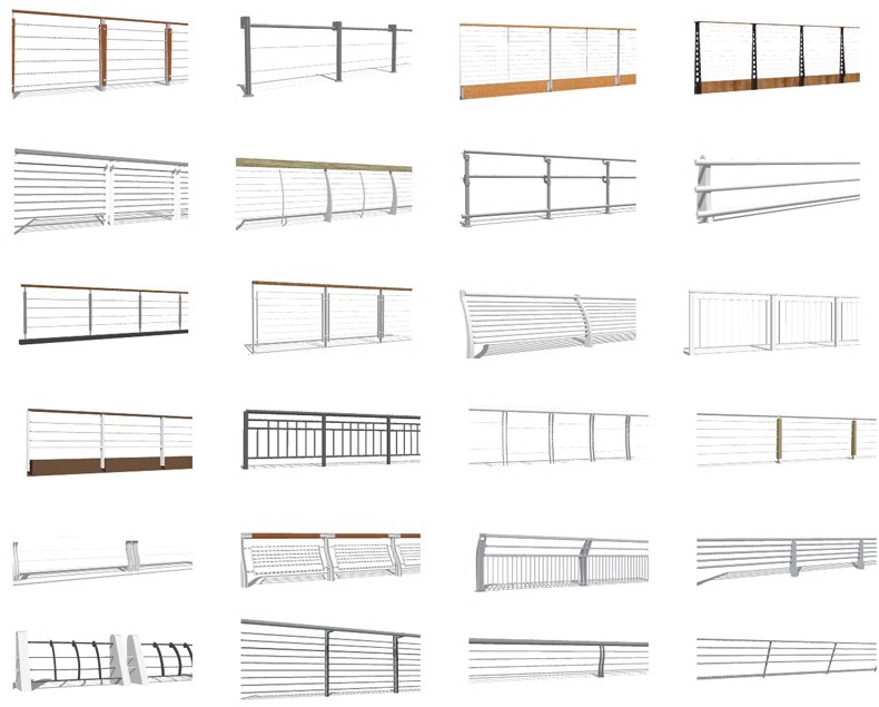 图片[23]-现代铁艺玻璃栏杆SU模型不锈钢钢丝玻璃护栏护手sketchup草图大师-大怪兽分享