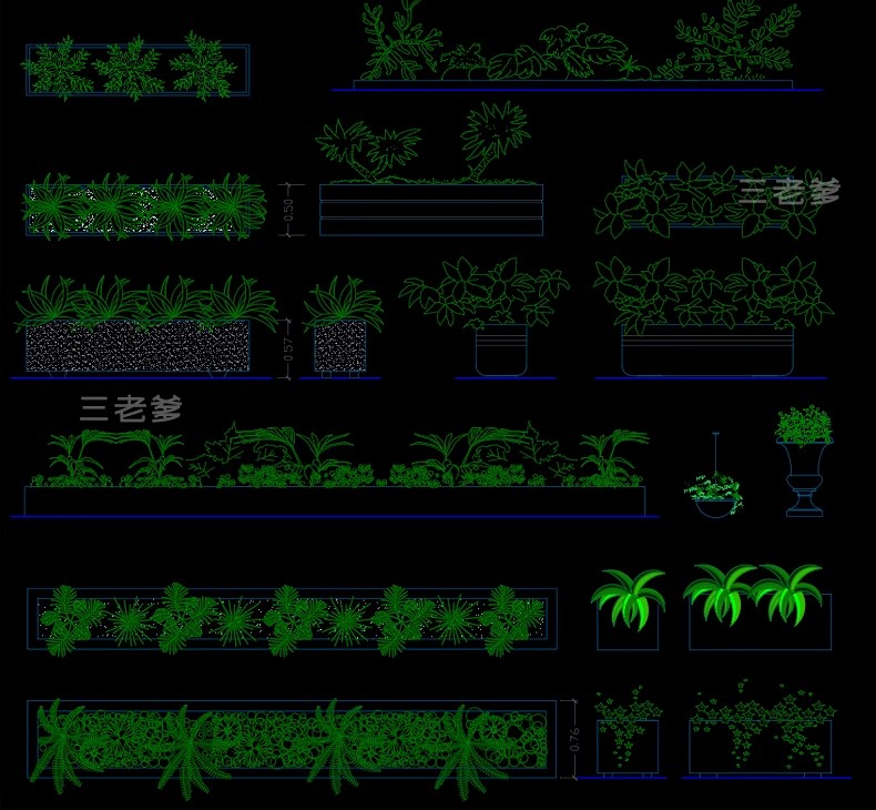 图片[44]-园林景观设计CAD植物图块人物平面立面铺装拼花施工图库图例素材-大怪兽分享