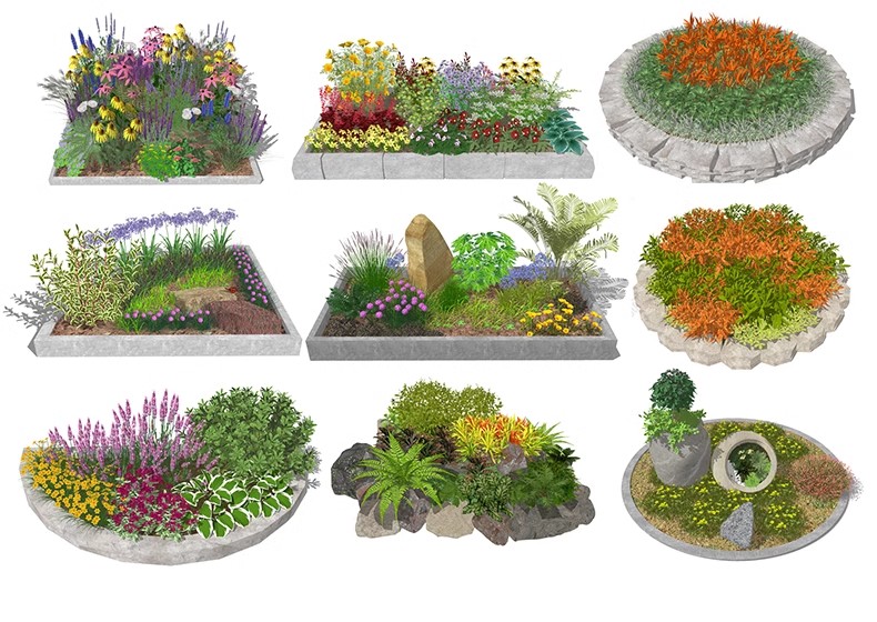 图片[35]-园林景观花镜花境植物配置地被花丛花草花卉草花组团搭配su模型库-大怪兽分享