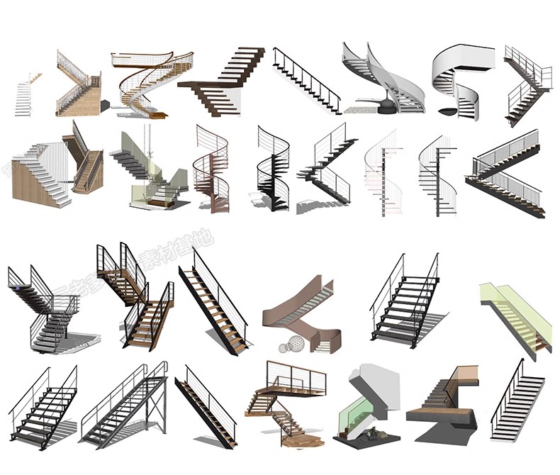 图片[36]-旋转楼梯SU模型库室内铁艺楼梯中式欧式现代螺旋扶梯扶手草图大师-大怪兽分享