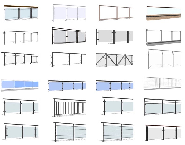 图片[25]-现代铁艺玻璃栏杆SU模型不锈钢钢丝玻璃护栏护手sketchup草图大师-大怪兽分享