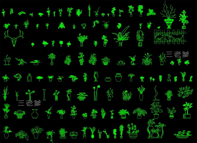 图片[46]-园林景观设计CAD植物图块人物平面立面铺装拼花施工图库图例素材-大怪兽分享