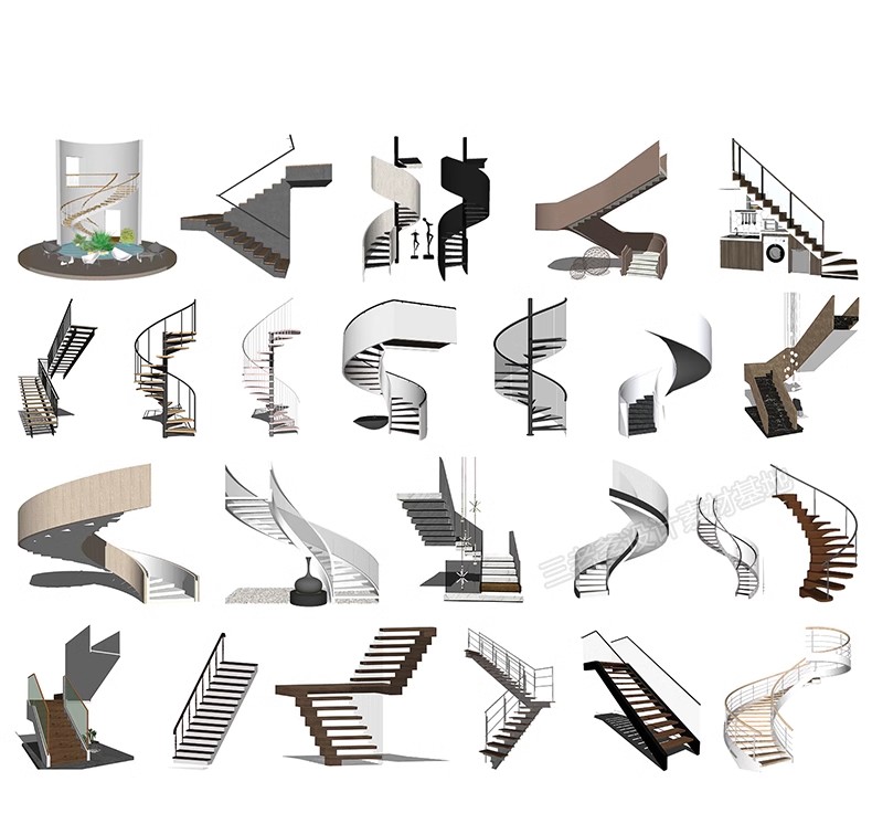 图片[37]-旋转楼梯SU模型库室内铁艺楼梯中式欧式现代螺旋扶梯扶手草图大师-大怪兽分享