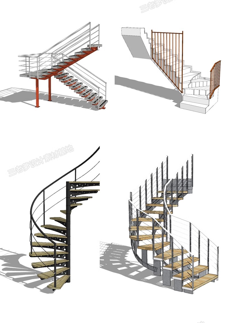 图片[38]-旋转楼梯SU模型库室内铁艺楼梯中式欧式现代螺旋扶梯扶手草图大师-大怪兽分享