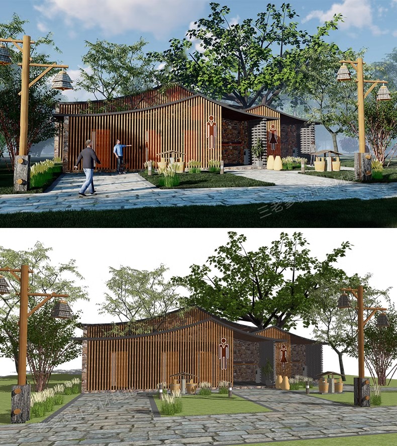 图片[3]-1250套，现代中式园林公厕景区卫生间公共设施建筑设计SU模型库CAD施工图-大怪兽分享