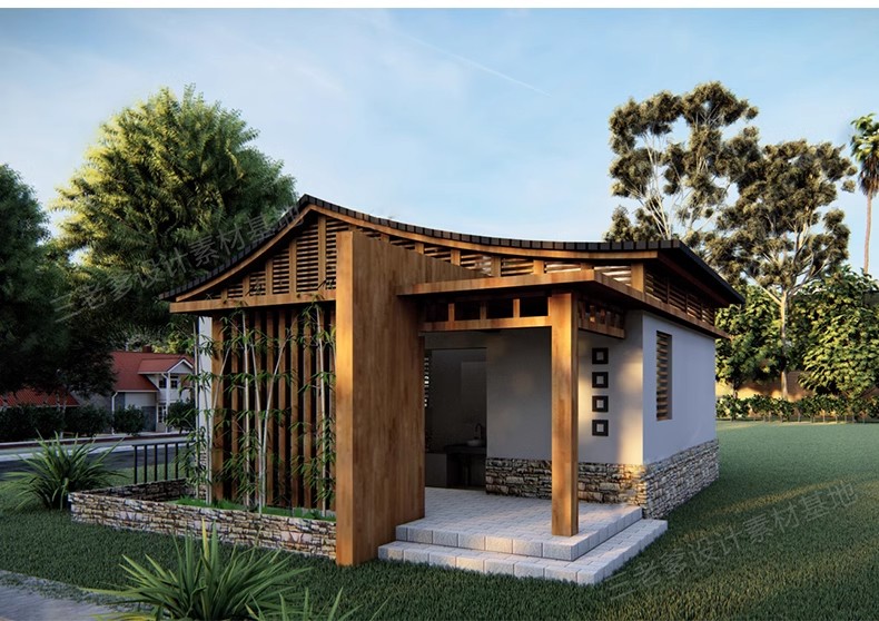 图片[5]-1250套，现代中式园林公厕景区卫生间公共设施建筑设计SU模型库CAD施工图-大怪兽分享