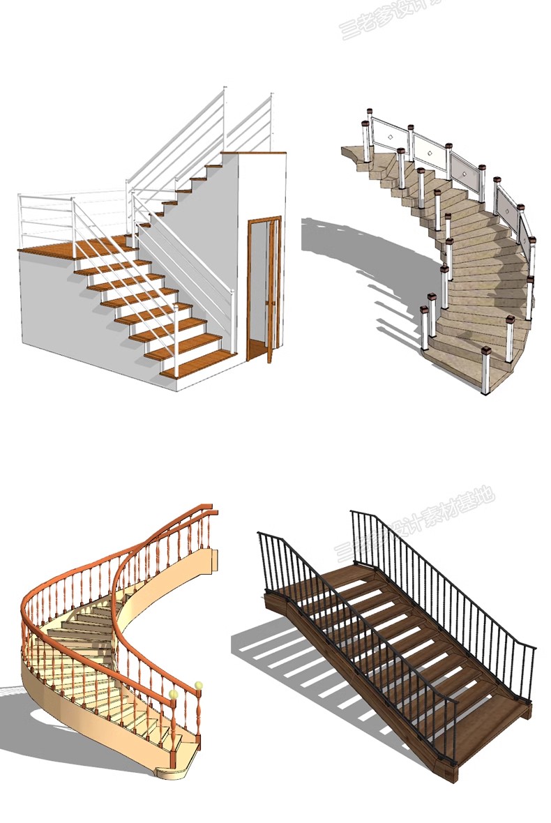 图片[40]-旋转楼梯SU模型库室内铁艺楼梯中式欧式现代螺旋扶梯扶手草图大师-大怪兽分享