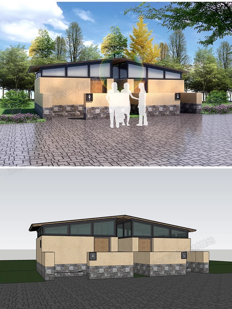 图片[6]-1250套，现代中式园林公厕景区卫生间公共设施建筑设计SU模型库CAD施工图-大怪兽分享