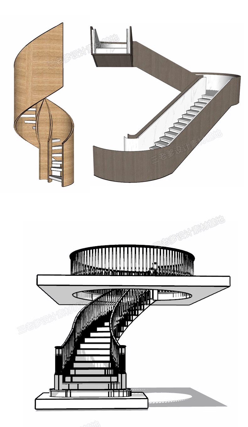 图片[41]-旋转楼梯SU模型库室内铁艺楼梯中式欧式现代螺旋扶梯扶手草图大师-大怪兽分享