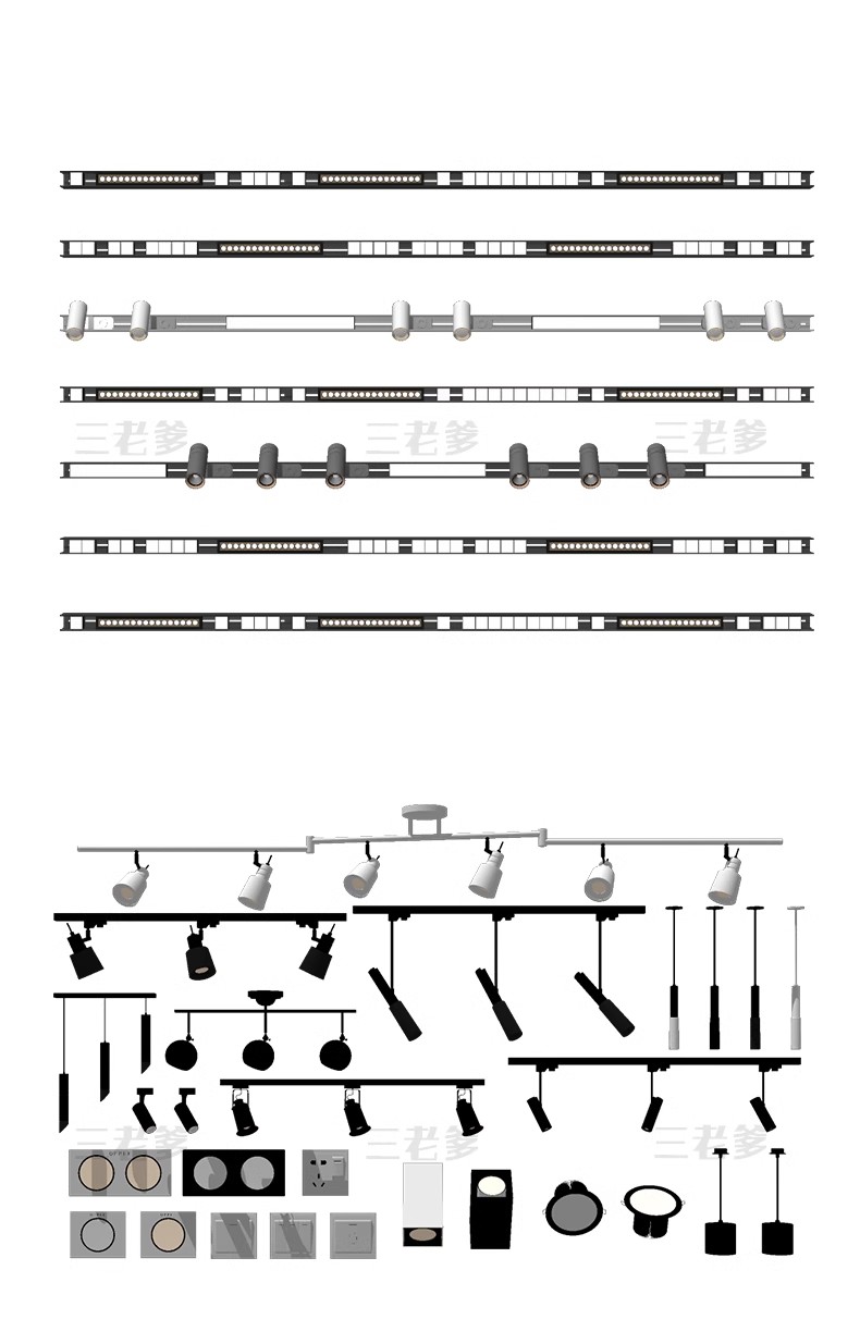 图片[22]-现代筒灯轨道射灯线条磁吸坎内嵌灯条双头舞台展示草图大师SU模型-大怪兽分享