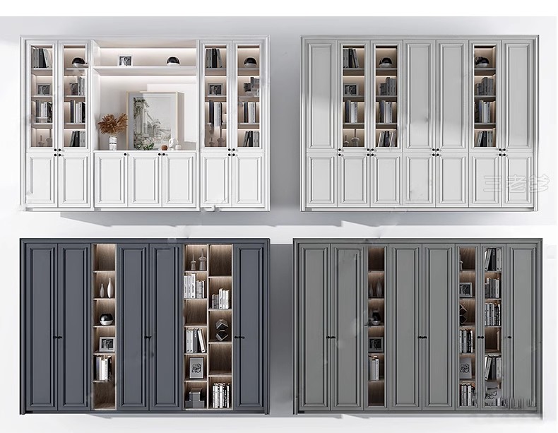 图片[22]-现代书架书柜木架置物架SU模型 创意工业风书吧书房设计草图大师-大怪兽分享