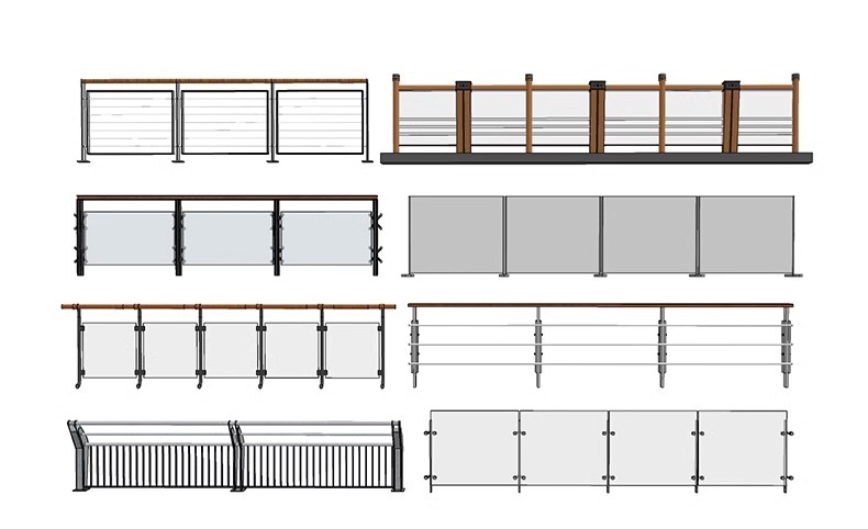 图片[31]-现代铁艺玻璃栏杆SU模型不锈钢钢丝玻璃护栏护手sketchup草图大师-大怪兽分享