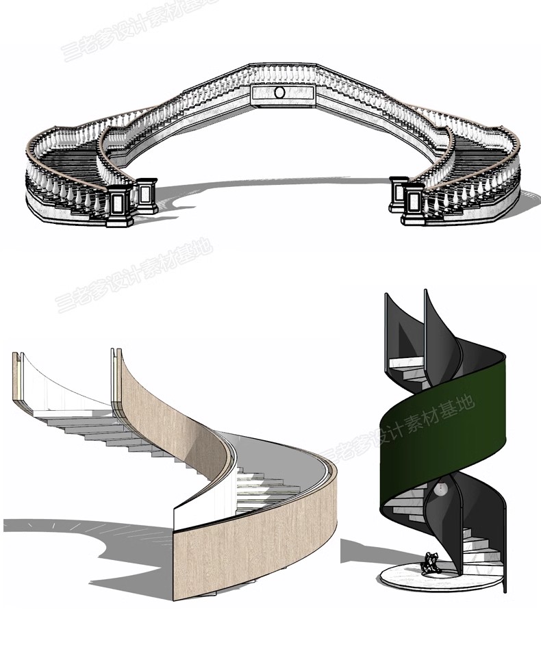 图片[42]-旋转楼梯SU模型库室内铁艺楼梯中式欧式现代螺旋扶梯扶手草图大师-大怪兽分享