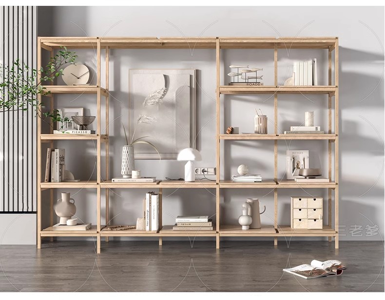 图片[23]-现代书架书柜木架置物架SU模型 创意工业风书吧书房设计草图大师-大怪兽分享