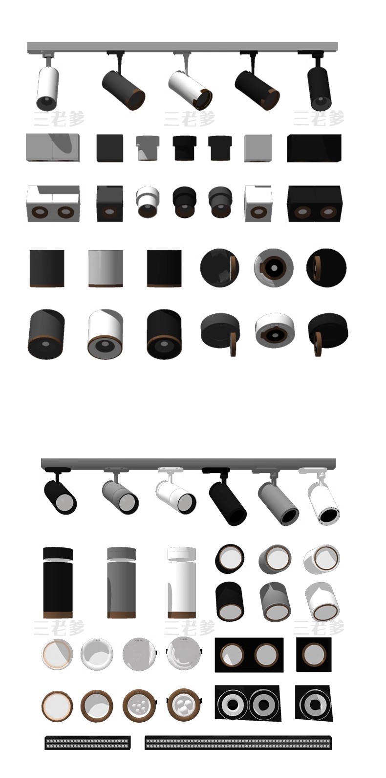 图片[24]-现代筒灯轨道射灯线条磁吸坎内嵌灯条双头舞台展示草图大师SU模型-大怪兽分享