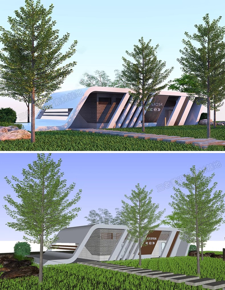 图片[10]-1250套，现代中式园林公厕景区卫生间公共设施建筑设计SU模型库CAD施工图-大怪兽分享
