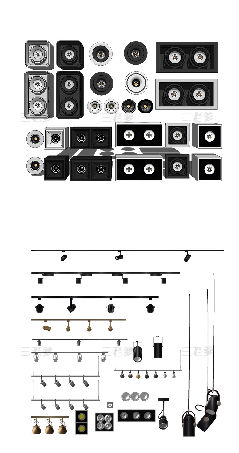 图片[25]-现代筒灯轨道射灯线条磁吸坎内嵌灯条双头舞台展示草图大师SU模型-大怪兽分享