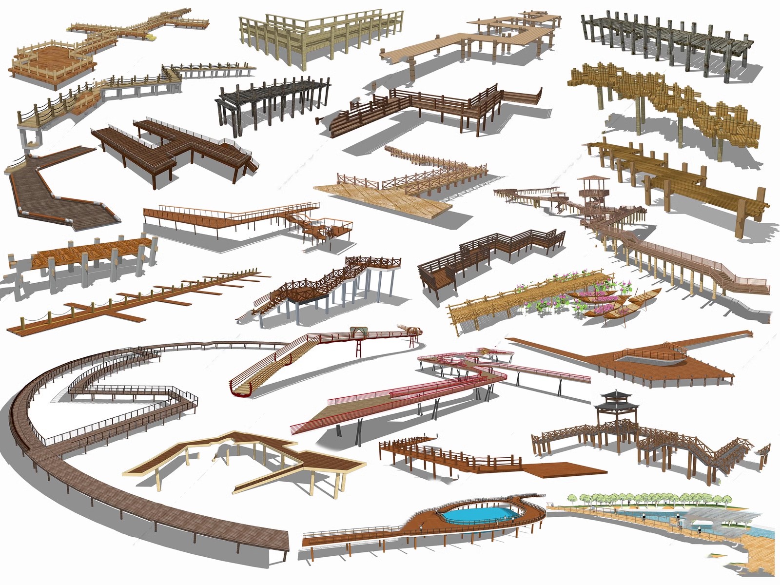图片[24]-公园景观木栈道SU模型水榭木桥观光亲水平台sketchup草图大师素材-大怪兽分享