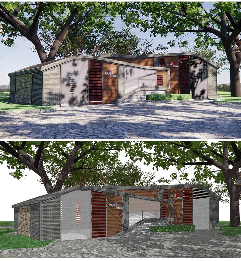 图片[12]-1250套，现代中式园林公厕景区卫生间公共设施建筑设计SU模型库CAD施工图-大怪兽分享