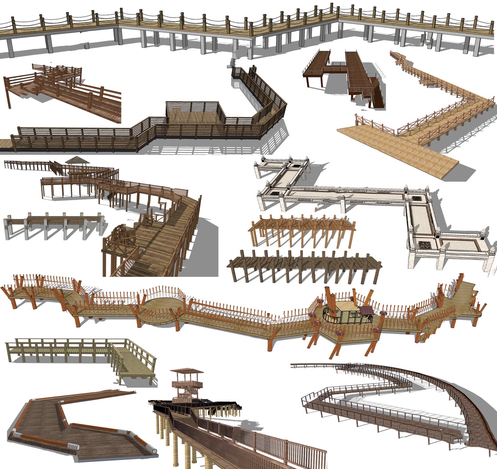 图片[25]-公园景观木栈道SU模型水榭木桥观光亲水平台sketchup草图大师素材-大怪兽分享