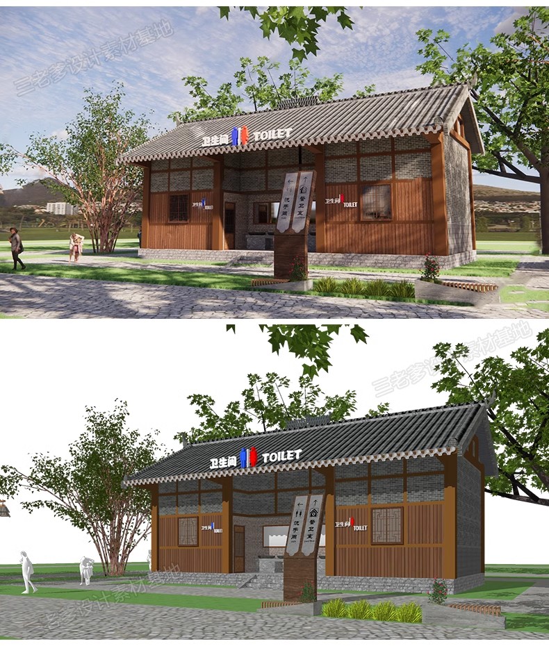 图片[14]-1250套，现代中式园林公厕景区卫生间公共设施建筑设计SU模型库CAD施工图-大怪兽分享