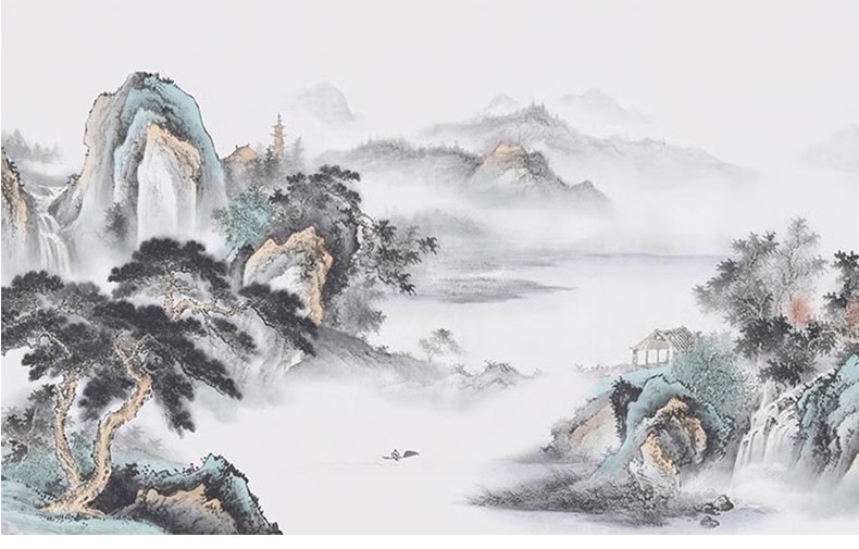 图片[22]-中式新中式壁画山水花鸟建筑背景墙壁纸装饰画高清材质SU贴图素材-大怪兽分享