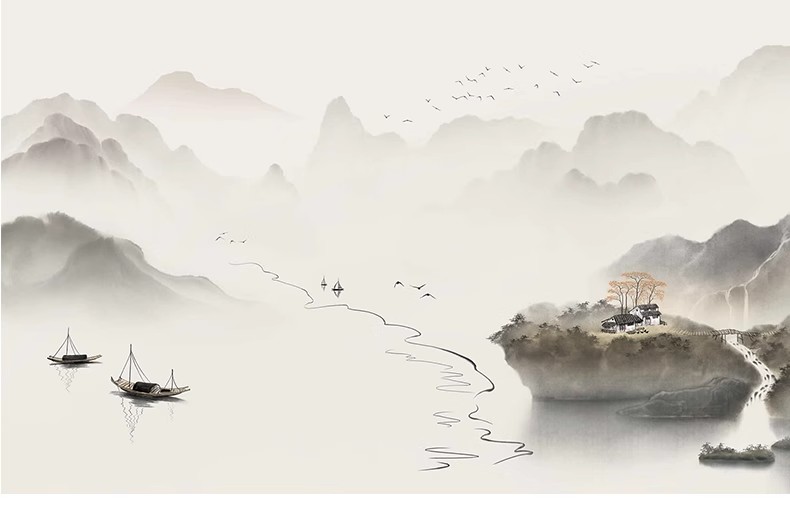 图片[23]-中式新中式壁画山水花鸟建筑背景墙壁纸装饰画高清材质SU贴图素材-大怪兽分享