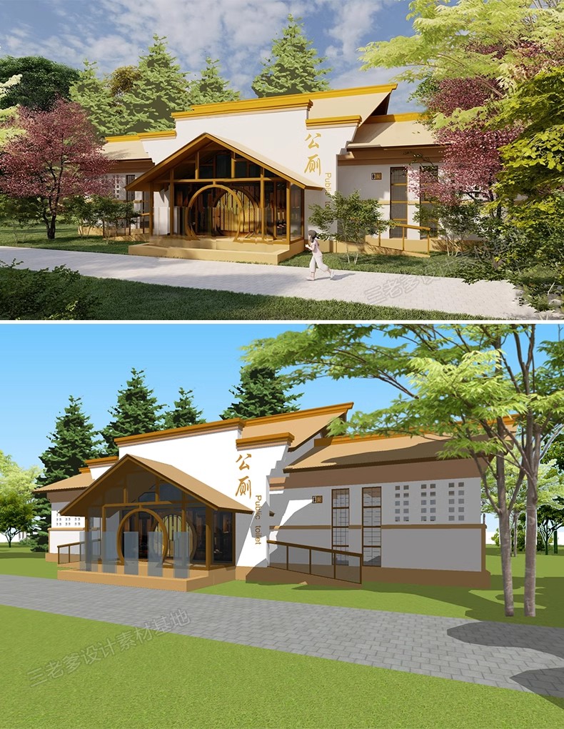 图片[19]-1250套，现代中式园林公厕景区卫生间公共设施建筑设计SU模型库CAD施工图-大怪兽分享
