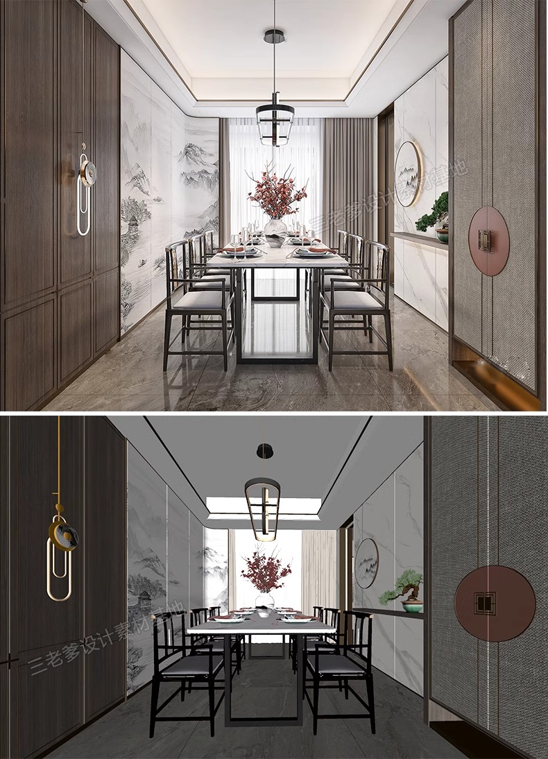 图片[24]-新中式风格SU模型室内家装客厅沙发家具餐桌椅卧室床草图大师素材-大怪兽分享