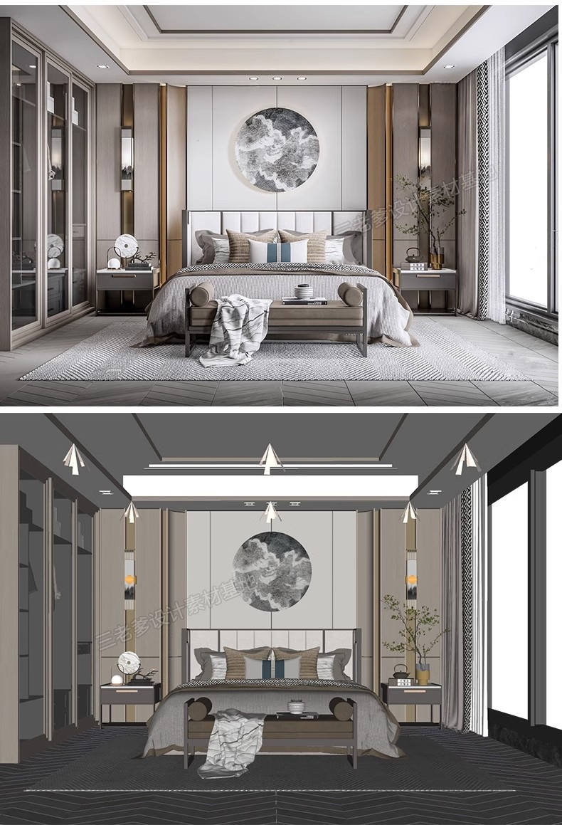 图片[25]-新中式风格SU模型室内家装客厅沙发家具餐桌椅卧室床草图大师素材-大怪兽分享