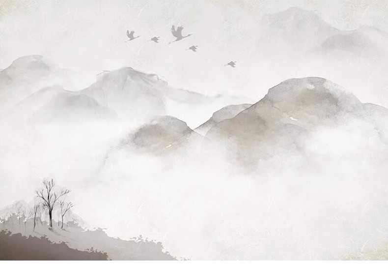 图片[27]-中式新中式壁画山水花鸟建筑背景墙壁纸装饰画高清材质SU贴图素材-大怪兽分享