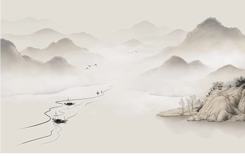 图片[28]-中式新中式壁画山水花鸟建筑背景墙壁纸装饰画高清材质SU贴图素材-大怪兽分享