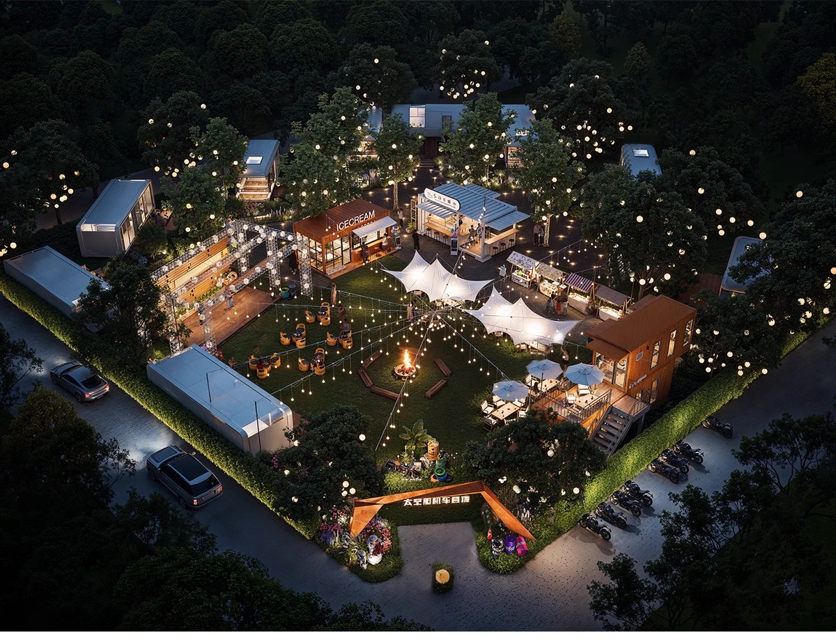 露营公园SU模型景观自驾游房车帐篷营地规划基地烧烤野餐草图大师-大怪兽分享