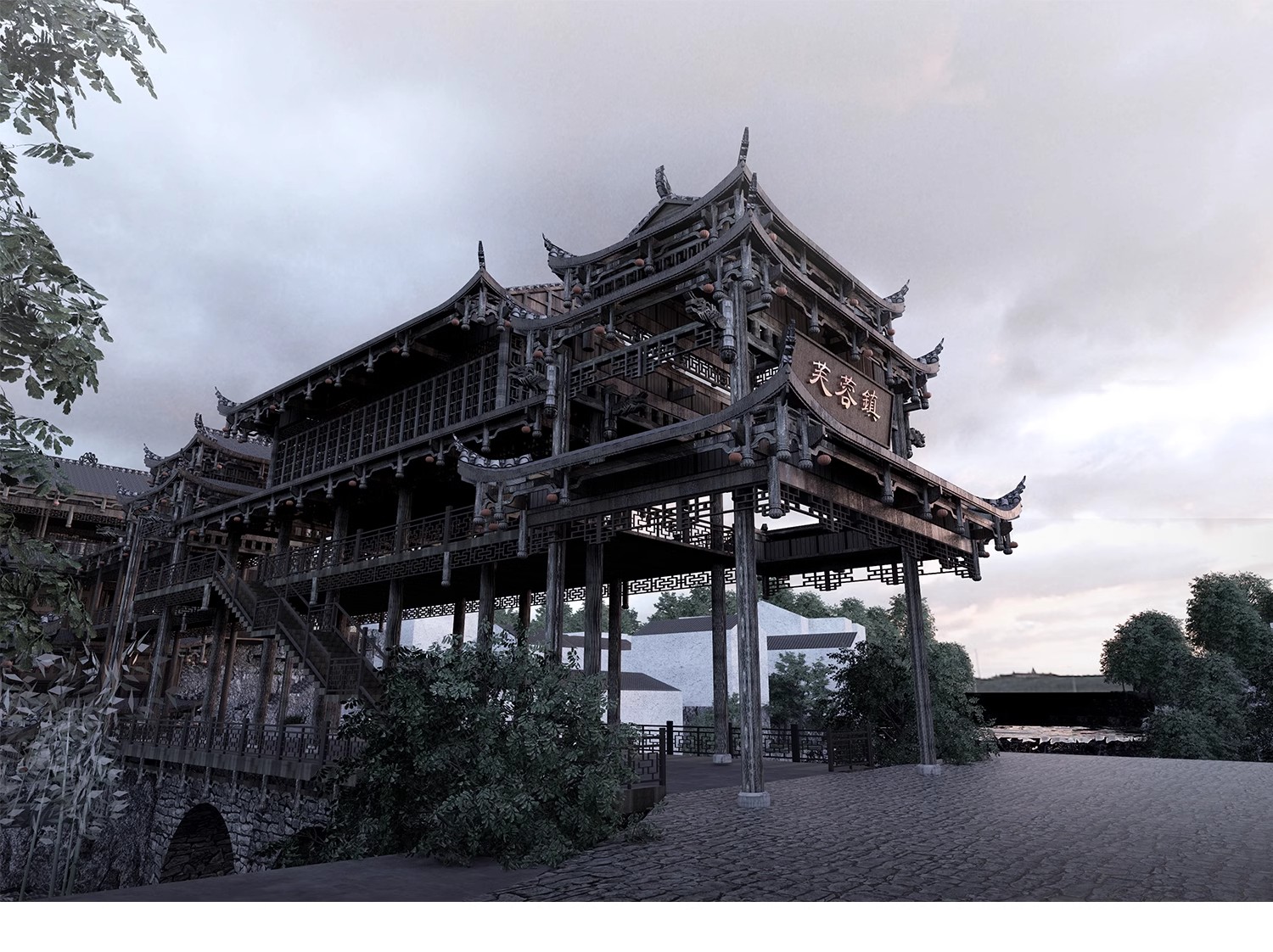 草图大师古建su模型 中式古建筑sketchup亭子城墙牌楼设计素材库-大怪兽分享