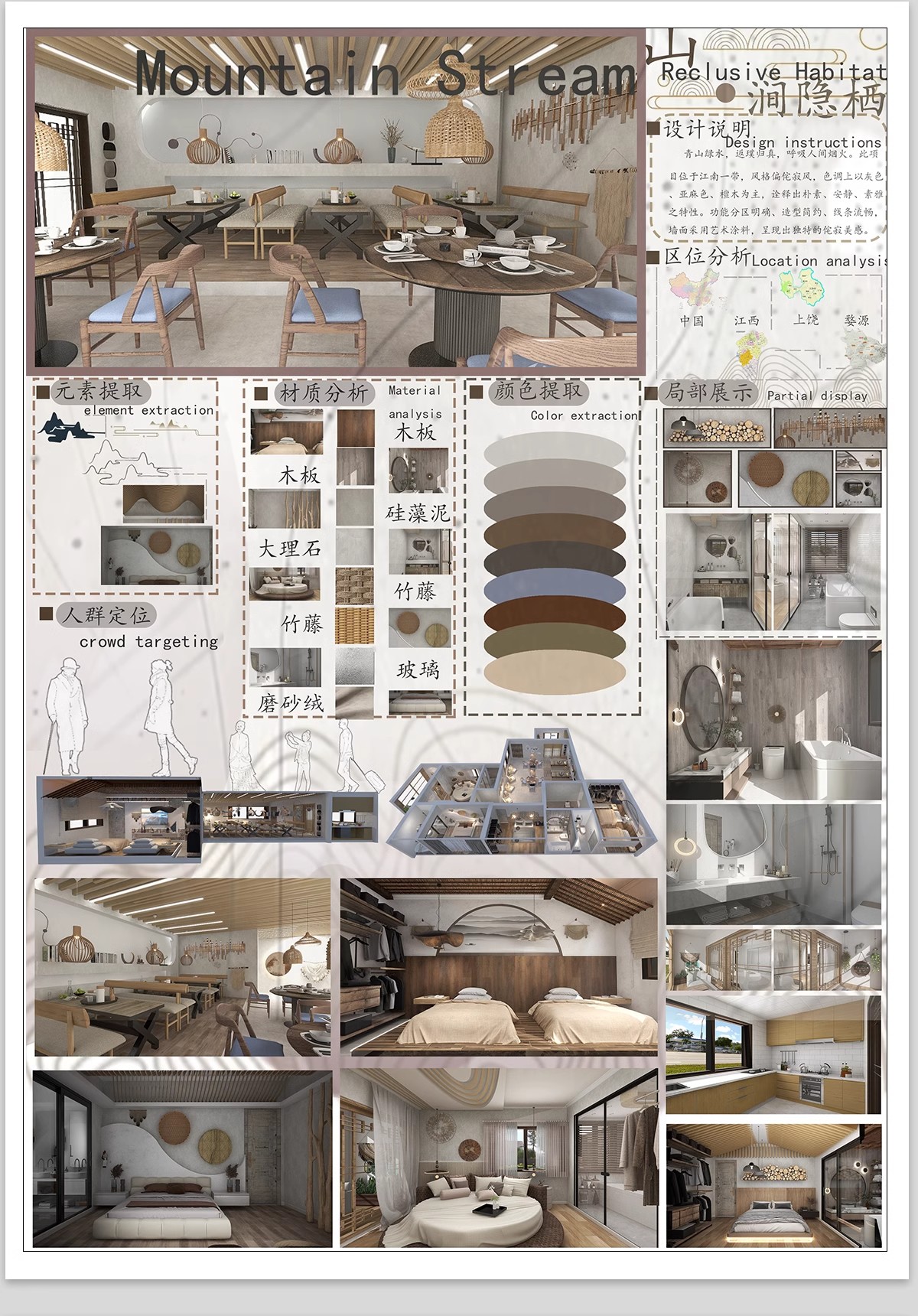 现代室内设计ps展板排版装修家装住宅工装民宿餐厅模板psd素材-大怪兽分享