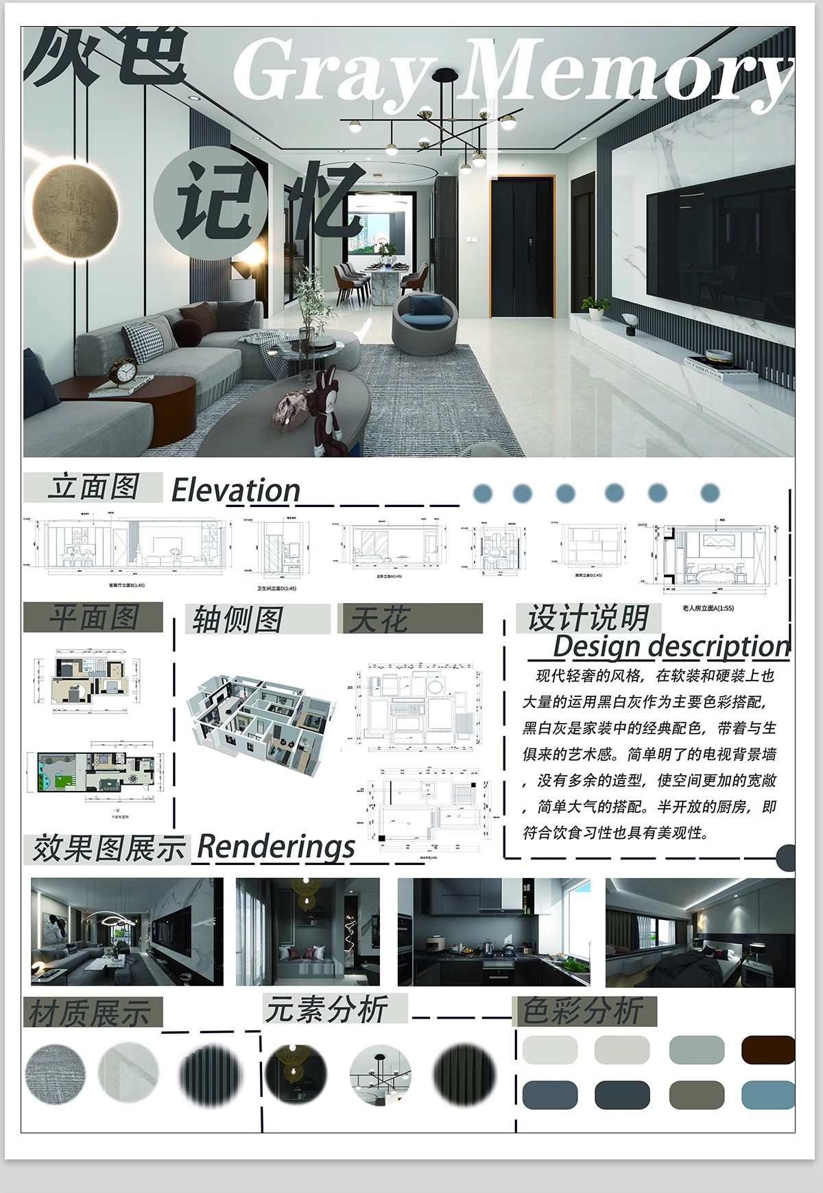 现代室内设计ps展板排版装修家装住宅工装民宿餐厅模板psd素材-大怪兽分享