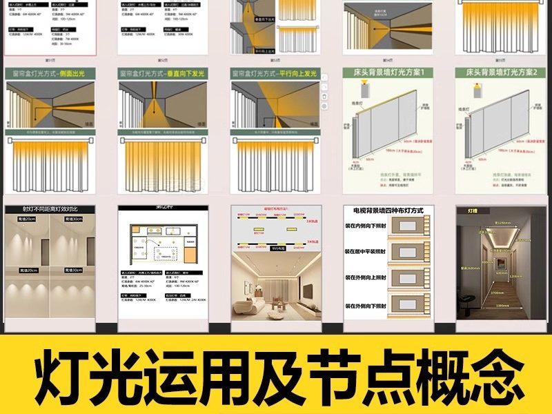 室内家装住宅灯光场景运用安装节点模块照明解析分析灯具CAD图纸-大怪兽分享